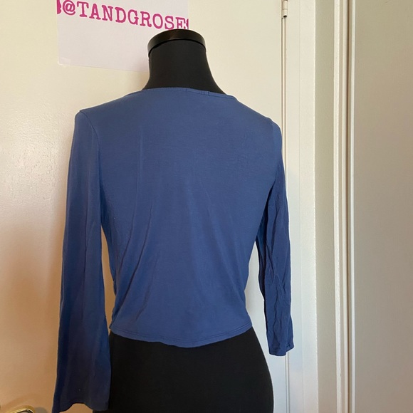 Blue Self Tie Crop Top - Picture 5 of 6